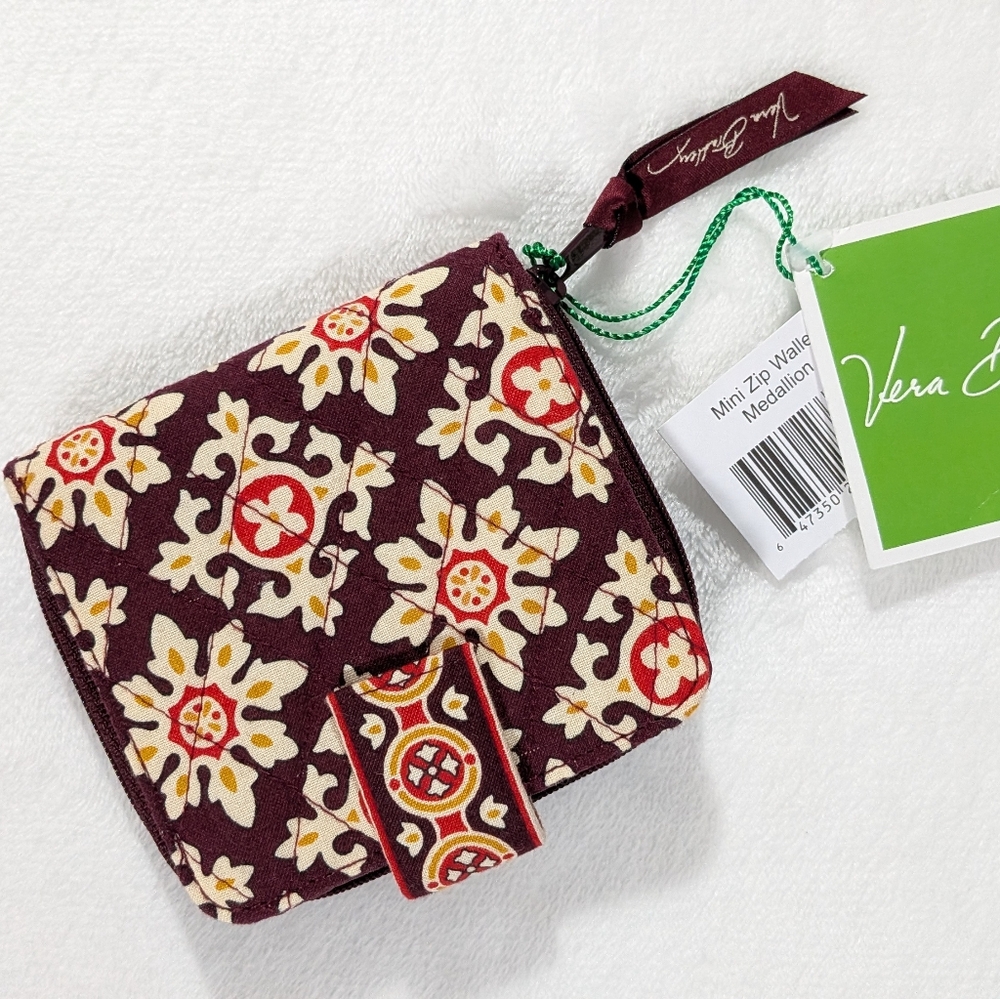 Vera Bradley Mini Zip Wallet Medallion Burgundy